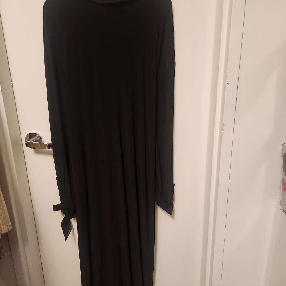 Norma Kamali Tie Front Black Maxi Dress With Tag - Picture 7 of 8